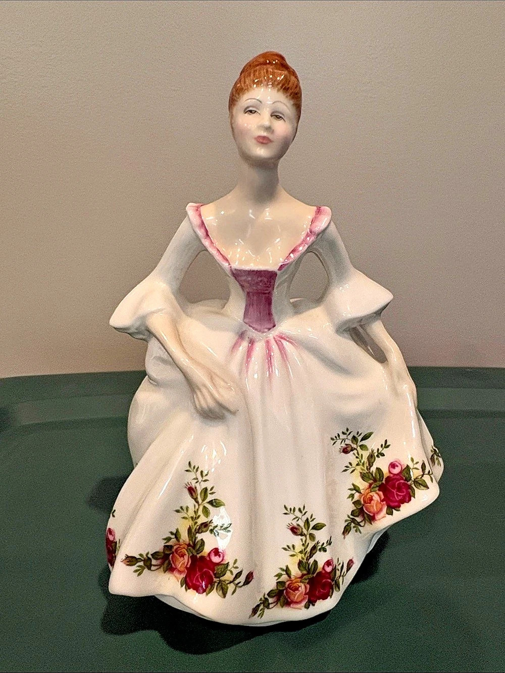 Royal Doulton HN 322` Country Rose Figurine in White & Pink